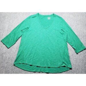 Chico's The Ultimate 3/4 Sleeve V-Neck Tee Kelly Green T-Shirt Women's Size 1